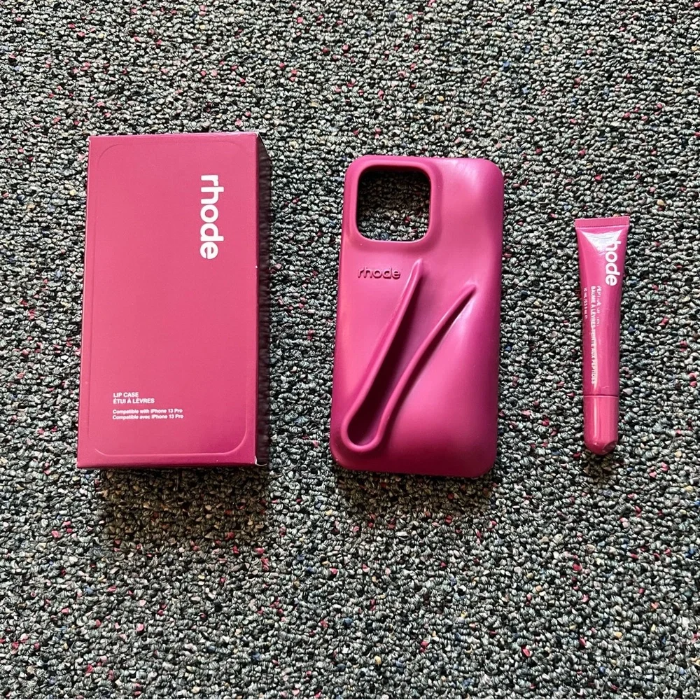 RHODE Raspberry Jelly Peptide Lip Holder iPhone 13 Pro Silicone Cellphone Case